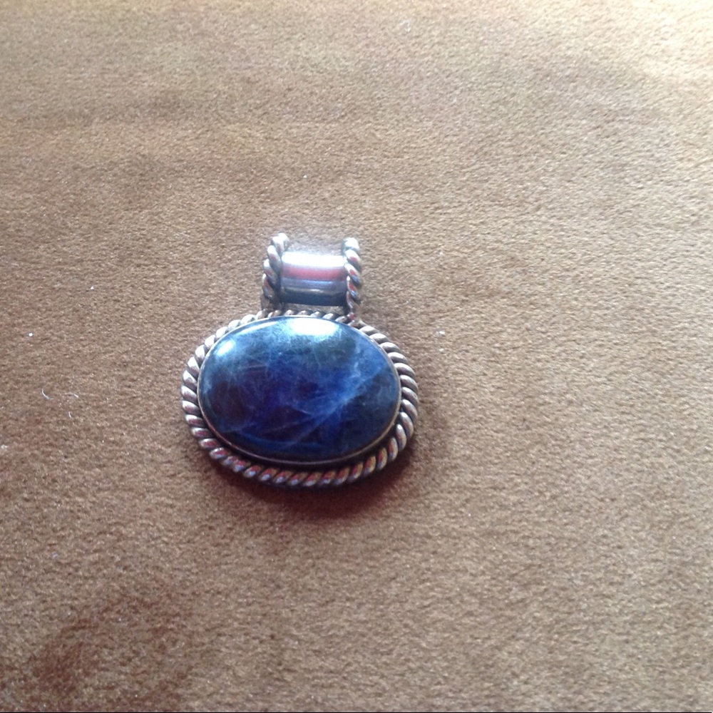 Large Blue Socialite Gemstone Pendant Sterling 925